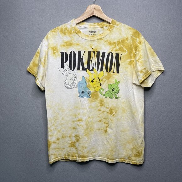 Pokemon Tie-Dye Graphic Tee M 38/40 Yellow Pikachu Sobble Kids Shirt - Picture 1 of 6